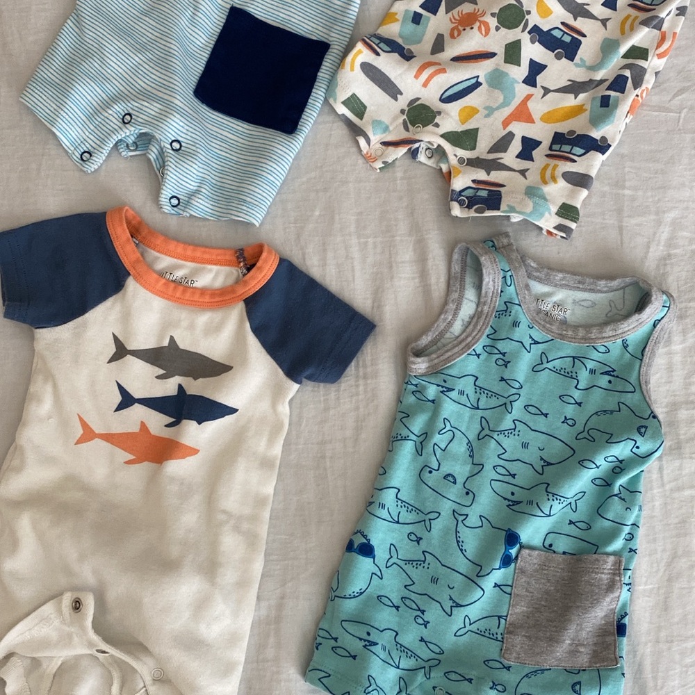 Multiple onesies, rompers, sleepers and short newborn to 6 month bundle